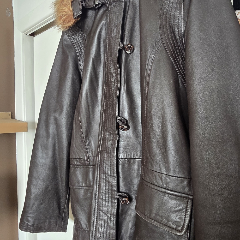 Danier Brown Leather Jacket with Brown Label
